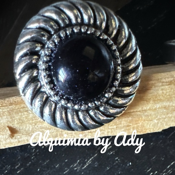 Alquimia by Ady Silver and Black Ring adjustable sandstone - Picture 1 of 1